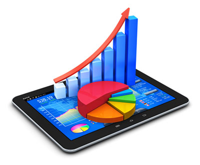Mobile finance and statistics concept