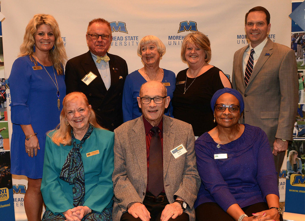 Pictured above in the front row, from left: Barb Niemeyer, Mark Minor and Peggy Overly. Back row, from left: Alicia Parker, Clyde James, Judy Yancy, Susette Redwine and Dr. Jay Morgan, MSU president.