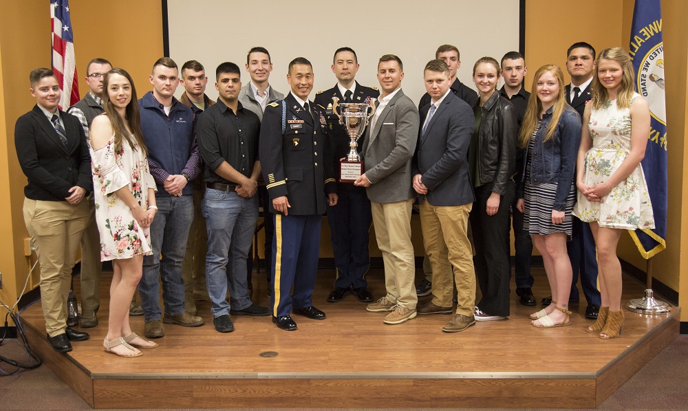 Members of the Army ROTC program at Murray State, along with Seventh Brigade Commander of the United States Army Cadet Command Col. Lance Oskey.