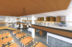 Archectural rendering of the UK College of Law library and reading room.