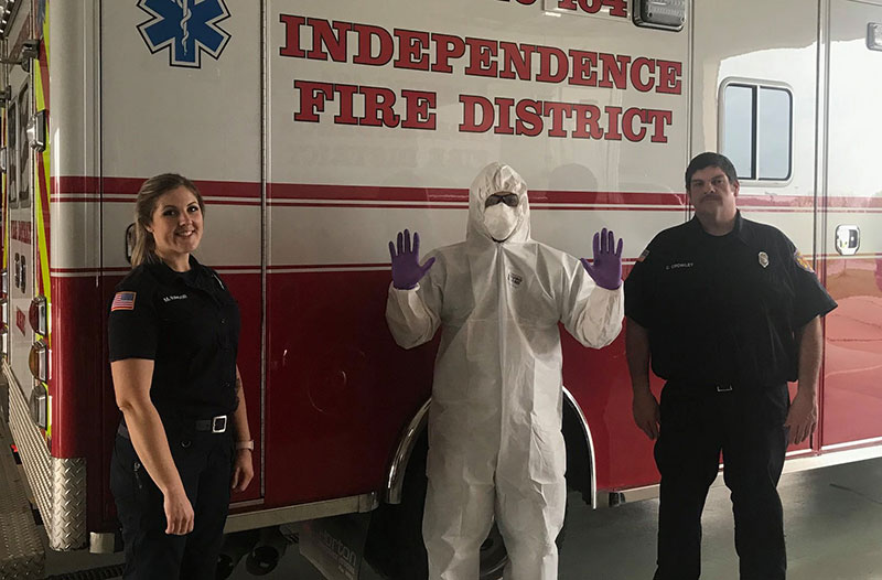 Camco Chemical recently donated PPE to the Independence Fire District. (Photo courtesy of the Independence Fire District)