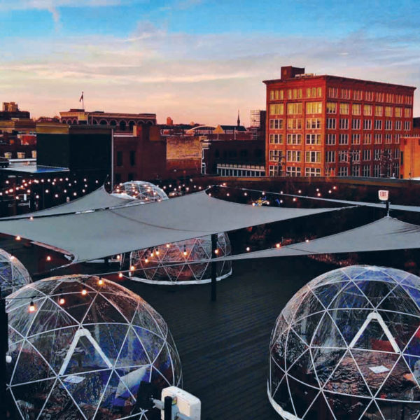 Family-owned Braxton Brewing Co. now has three locations: Covington, Cincinnati and Fort Mitchell. A popular attraction is Braxton’s Igloobar on the rooftop of its Covington taproom. Each heated igloo can accommodate up to eight people.