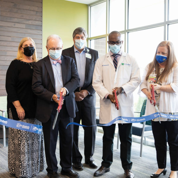 Florence Mayor Diane Whalen, left, and St. Elizabeth officials celebrate the November 2021 grand opening of a new endoscopy center on the campus of St. Elizabeth Florence.