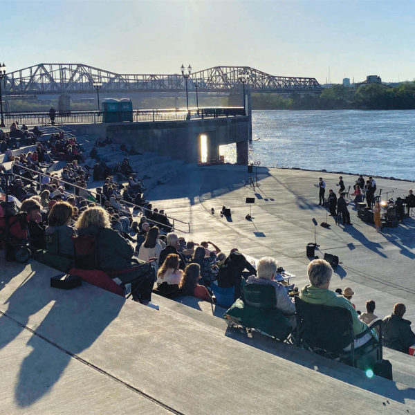 Covington Plaza, part of the city’s portion of the Riverfront Commons project, features two hiking and biking trails that link to the six-city Riverfront Commons trail system, two overlooks, canoe and kayak access, and a 1,350-seat amphitheater and event area.