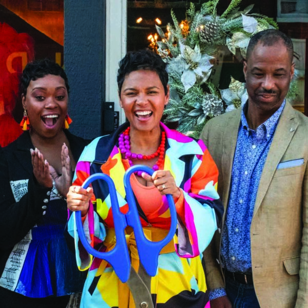 Inspired Fashion owner Catrena Bowman-Thomas, center, and friends celebrated the grand opening of her brick-and-mortar clothing boutique in Covington. The fashion clothing store began as an online boutique for busy professional women. Bowman-Thomas also is executive director of the Northern Kentucky Community Action Commission. 
